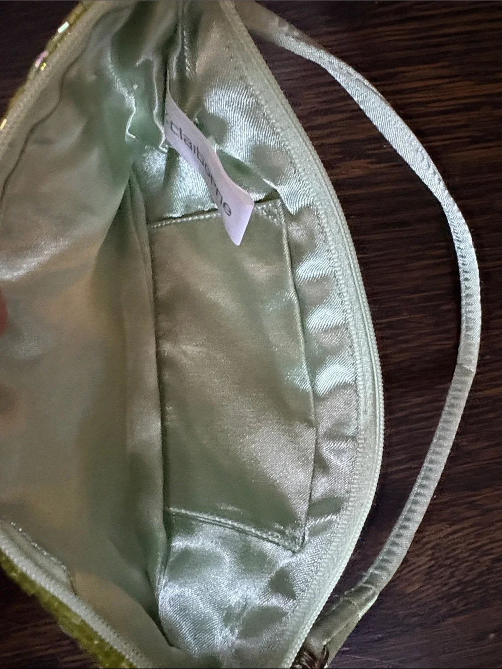 Beaded Swirl Wristlet Clutch in Green and White